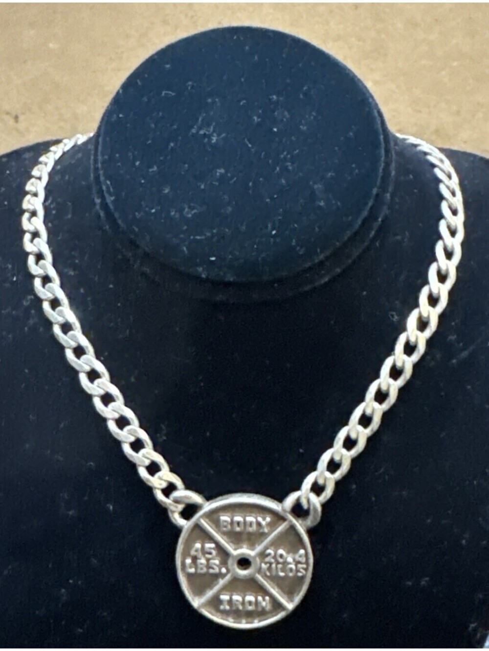 Sterling Silver Body Iron 1” Plate Pendant | Hearts Of Iron | 20” Necklace 36.2g